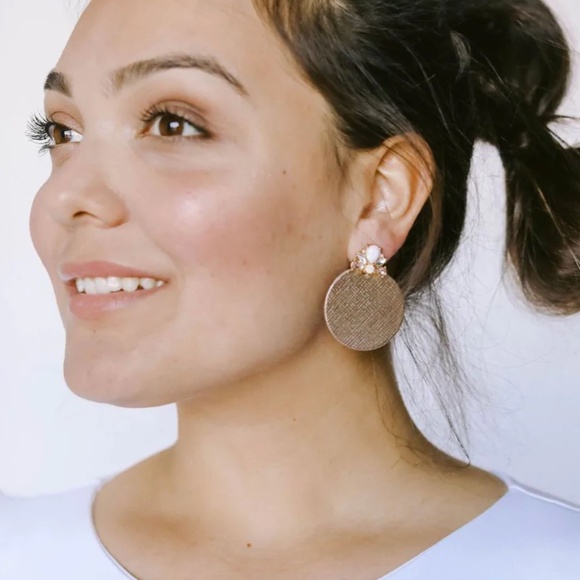 Nickel & Suede Deco Discs Earrings - Picture 2 of 4